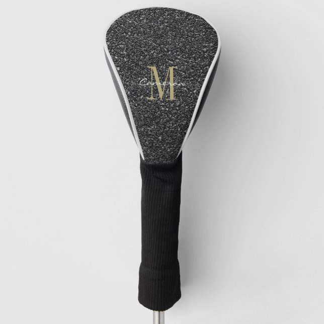 Gold Monogram Initial und Name Sandpaper Golf Head Headcover (Vorderseite)