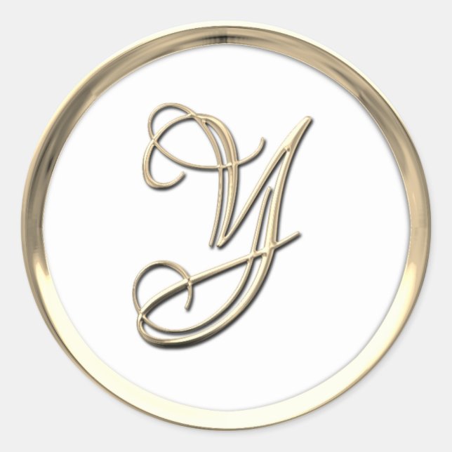 Gold Monogram Initial Y auf einer beliebigen Farbe Runder Aufkleber (Vorderseite)
