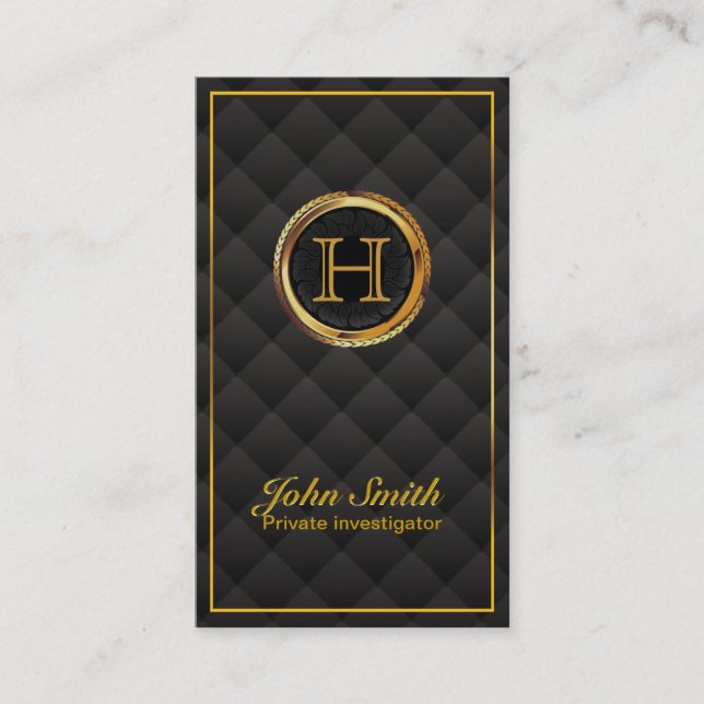 Gold Monogram Investigator Business Card Visitenkarte (Vorderseite)
