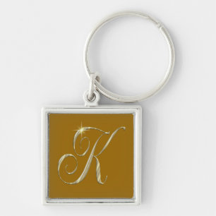 Gold Monogram K Initial Schlüsselanhänger Key Chai