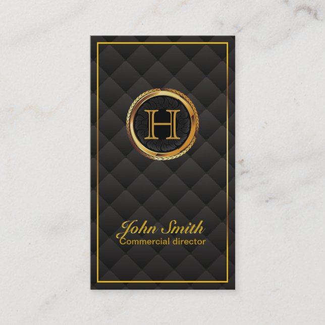 Gold Monogram Kommerziell Director Business Card Visitenkarte (Vorderseite)