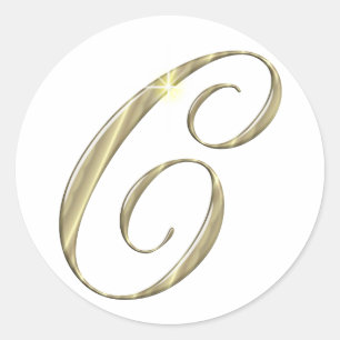 Gold Monogram Letter C Initials Runder Aufkleber
