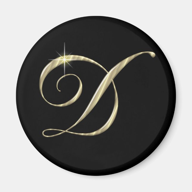 Gold Monogram Letter D Initials Locker Magnet (Vorne)