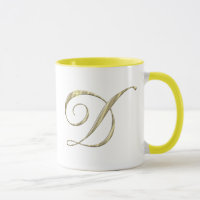 Gold Monogram Letter D Initials
