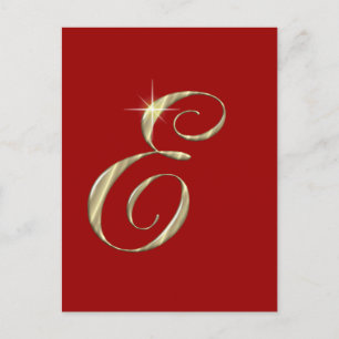 Gold Monogram Letter E Initial Postkarte