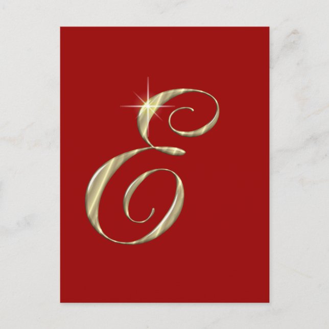 Gold Monogram Letter E Initial Postkarte (Vorderseite)