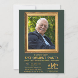 Gold Monogram Logo Vintag Foto Frame Farewell Einladung