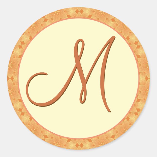 Gold Monogram M Damask Wedding Sticker (Vorderseite)