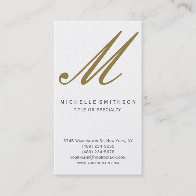 Gold Monogram Modern Simple Business Card Visitenkarte (Vorderseite)