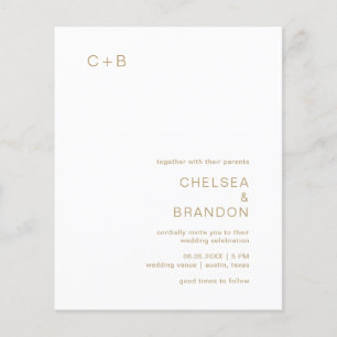 Gold Monogram Moderne Budget-Hochzeitseinladung