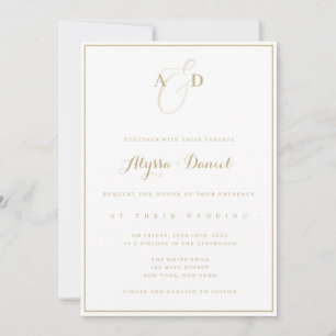 Gold Monogram Moderne Hochzeitseinladung Einladung
