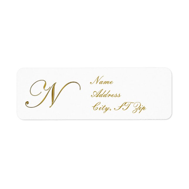 Gold Monogram N Address Labels (Vorne)