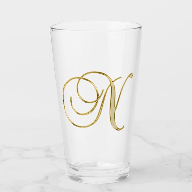 Gold Monogram N Glas (Vorderseite)