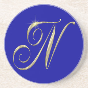 Gold Monogram N initials Merchandise Untersetzer