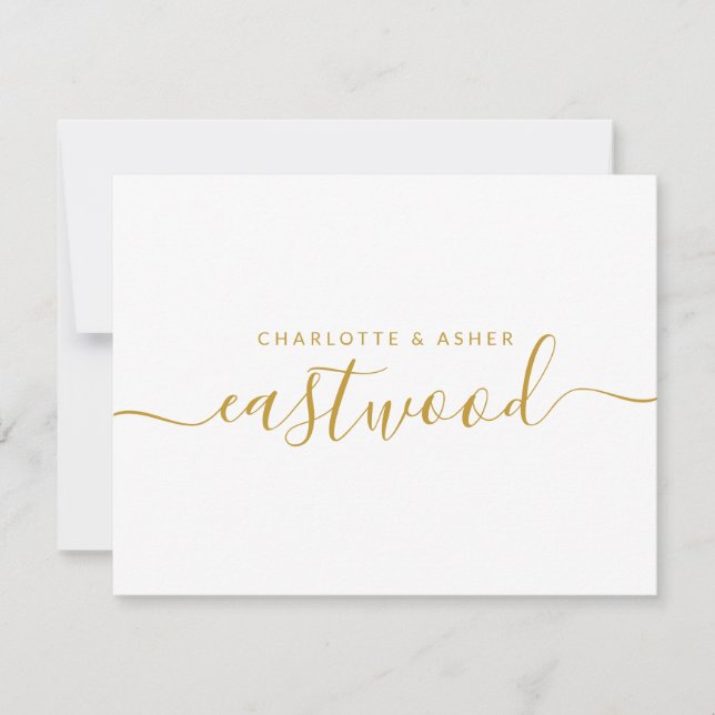 Gold Monogram Note Card Mitteilungskarte (Vorderseite)