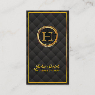 Gold Monogram Petroleum Engineer Business Card Visitenkarte