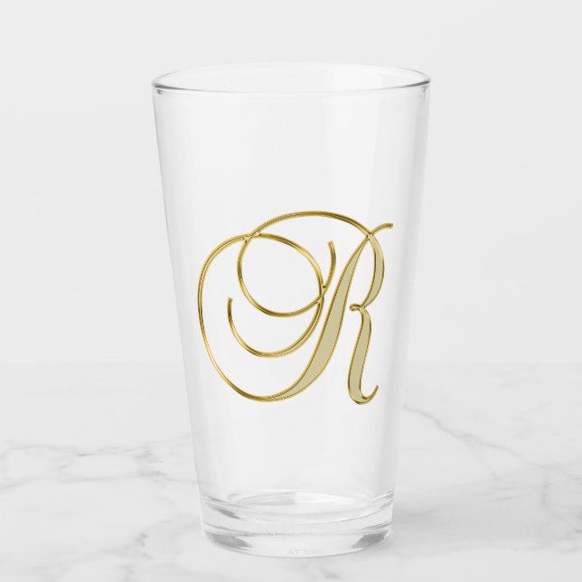 Gold Monogram R Glas (Vorderseite)