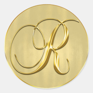 Gold Monogram R Siegel Hochzeitsreise Runder Aufkleber