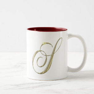 Gold monogram S initials Merchandise Zweifarbige Tasse