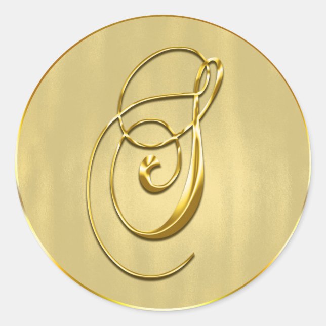 Gold Monogram S Siegel Wedding Invitation Holiday Runder Aufkleber (Vorderseite)