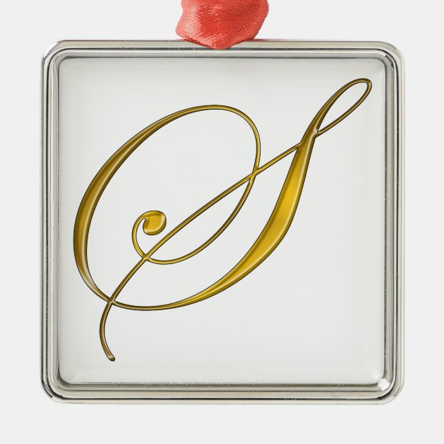 Gold Monogram S Silbernes Ornament (Vorne)