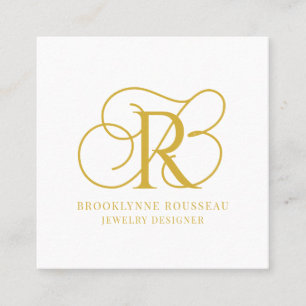 Gold Monogram Schmuck Designer Business Card Quadratische Visitenkarte