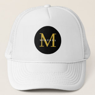 Gold Monogram Schwarz-weiß Trucker Hat Truckerkappe