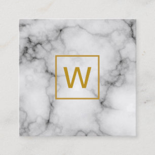 Gold Monogram Square Marmor Quadratische Visitenkarte