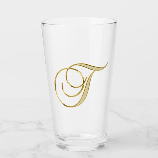 Gold Monogram T Glas (Vorderseite)