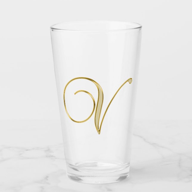 Gold Monogram V Glas (Vorderseite)