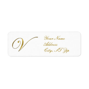 Gold Monogram V Maßgeschneiderte Rücksendeadressen