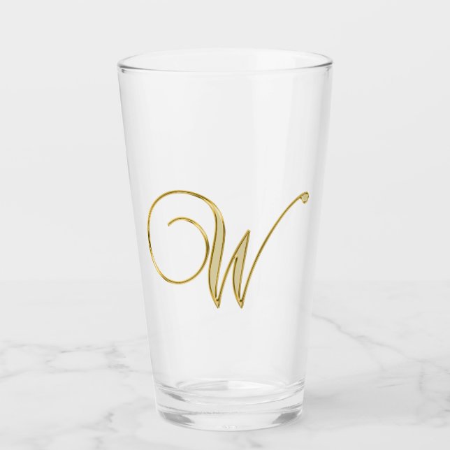 Gold Monogram W Glass Glas (Vorderseite)