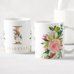 Gold Monogram Watercolor Floral Botanic Kaffeetasse<br><div class="desc">Eine personalisierte Kaffee-Tasse mit einem Imitat Goldbrief "I"-Monogramm,  mit dekorativen Aquarellbildern mit Blüten- und Blattbildern. Einfach mit Ihrem Namen anpassen oder ein einzigartiges Geschenk für Ihre Lieben schaffen.</div>