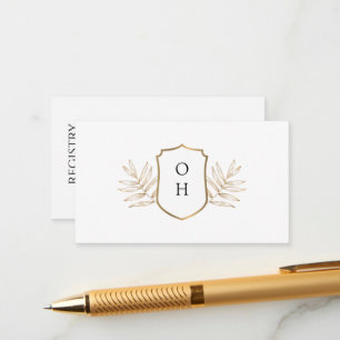 Gold Monogram Wedding Gift Registrierungskarte Begleitkarte