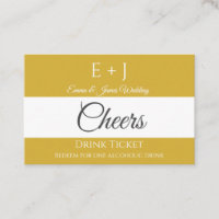 Gold Monogram Wedding Reception Drink Ticket