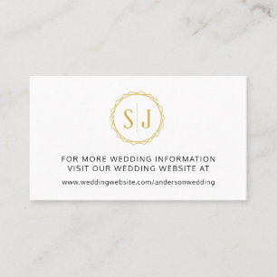 Gold Monogram Wedding Website Visitenkarte