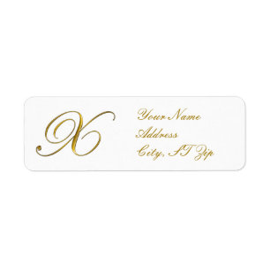Gold Monogram X Rücksendeadressen-Aufkleber