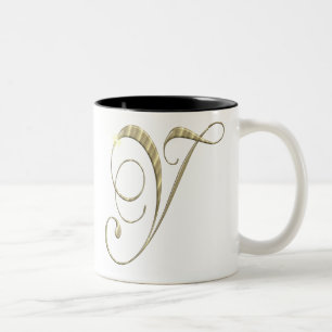 Gold Monogram Y initials Merchandise Zweifarbige Tasse