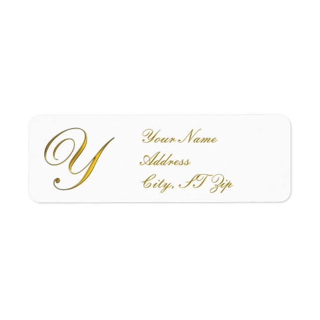 Gold Monogram Y Rücksendeadressen-Aufkleber (Vorne)