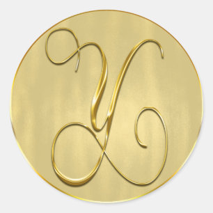 Gold Monogram Y Siegel Runder Aufkleber