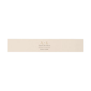 Gold Monogramm-Bauchband Hochzeitsumschlag Einladungsbanderole
