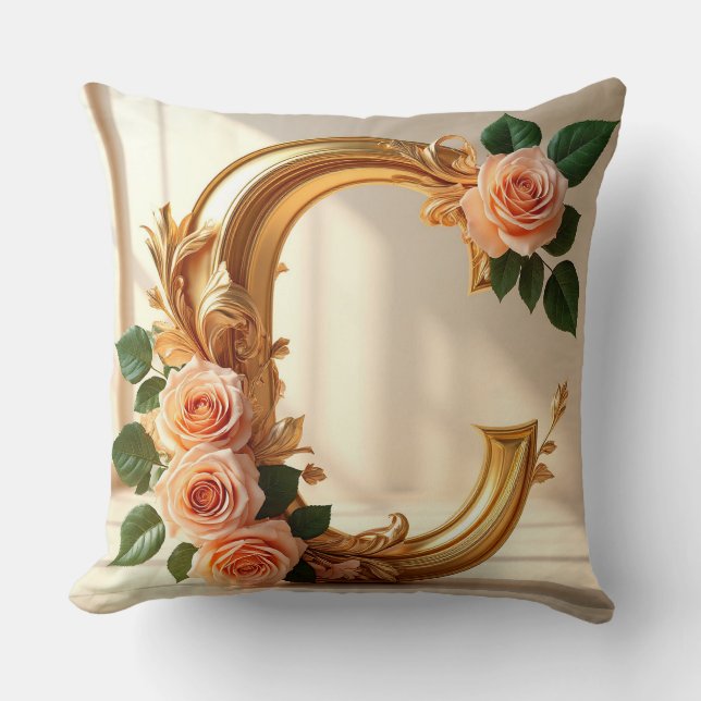 🌼 Gold Monogramm Buchstabe C für Sie 🌸 Kissen (Vorderseite)