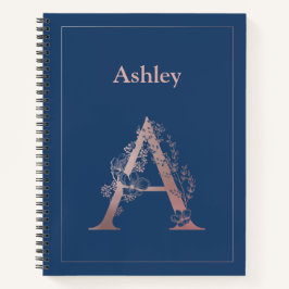 Gold Monogramm der personalisierten Rose Initial A Notizbuch