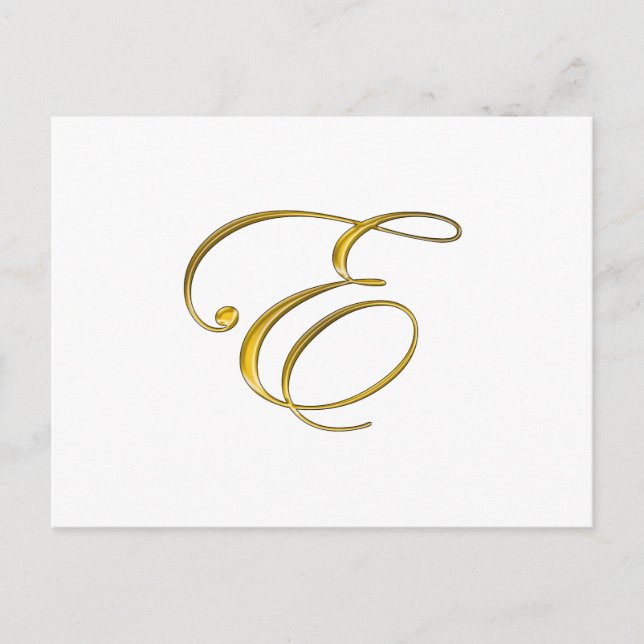 Gold Monogramm E Postkarte (Vorderseite)