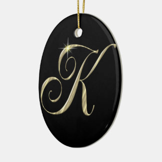 Gold-Monogramm-K-Initialen Keramik Ornament