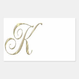 Gold-Monogramm-K-Initialen Rechteckiger Aufkleber