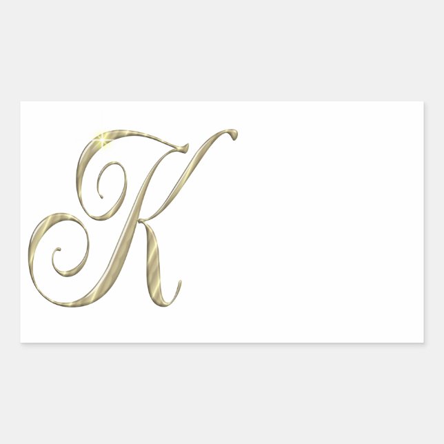 Gold-Monogramm-K-Initialen Rechteckiger Aufkleber (Vorderseite)