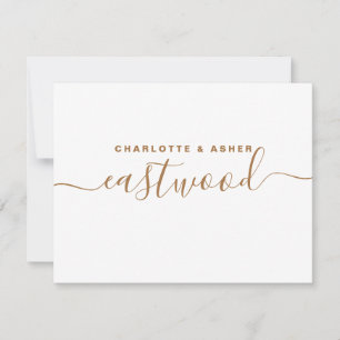 Gold-Monogramm mit Doppelname auf weißer Notizkart Mitteilungskarte