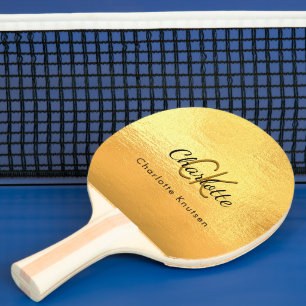 Gold Monogramm Name glamourös Tischtennis Schläger
