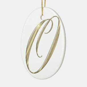 Gold-Monogramm-O-Initialen Keramik Ornament
